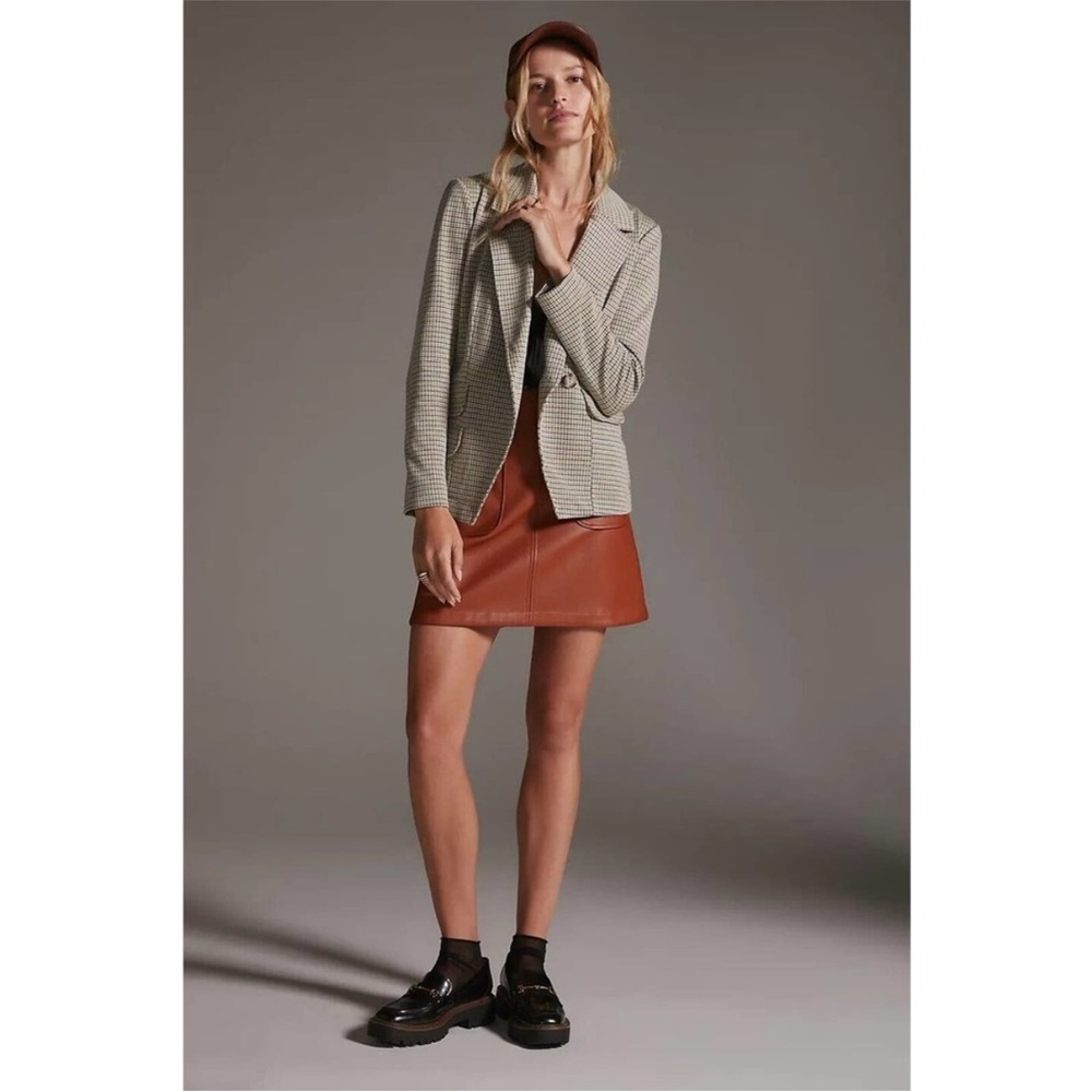 Anthropologie Maeve Houndstooth Print‎ Collegiate Knit Blazer Size XS